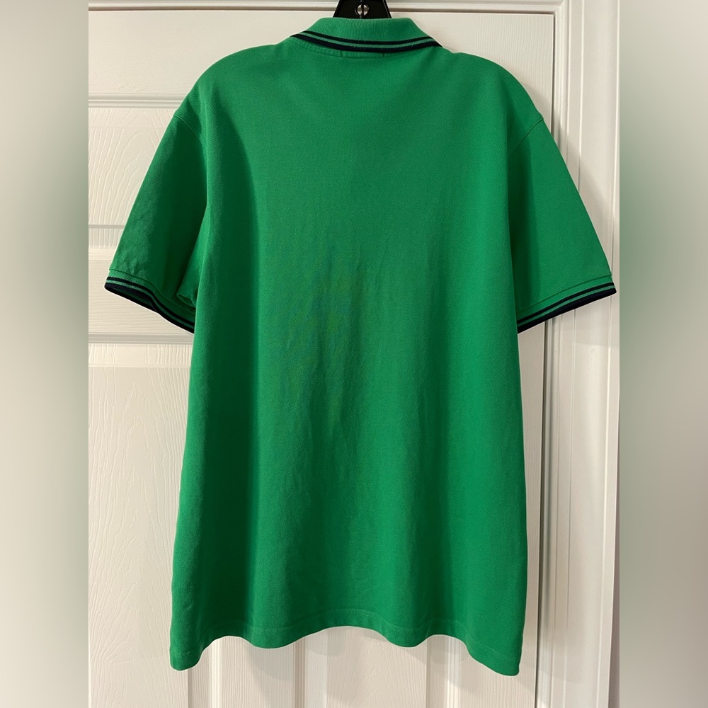 Fred Perry Green with Navy Blue Stripes Polo Shirt Large - Picture 2 of 3